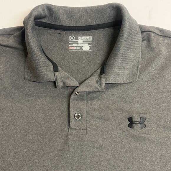 Under Armour Mens 2XL HeatGear Loose Fit Performance Polo Shirt Gray With Logo - Picture 4 of 10